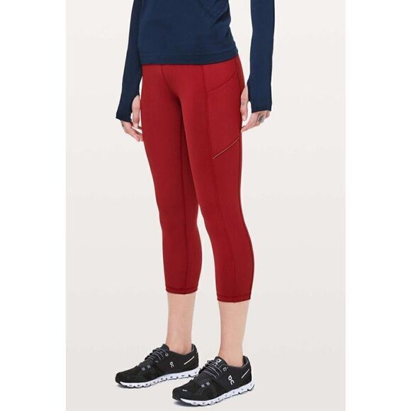 Lululemon Women’s Speed Up Crop *21" Dark Sport Red - Picture 2 of 16